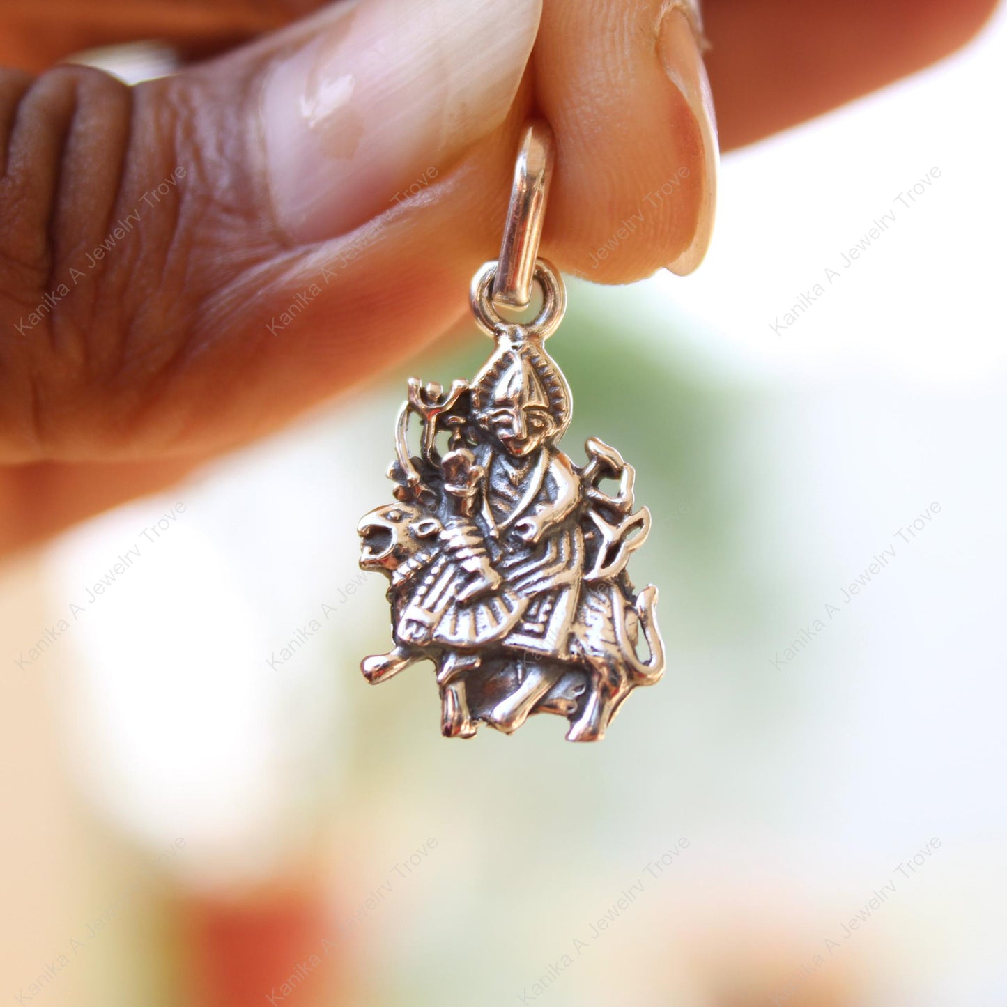 Elegant Sterling Silver Sherowali Maa Goddess Pendant - Spiritual Jewelry