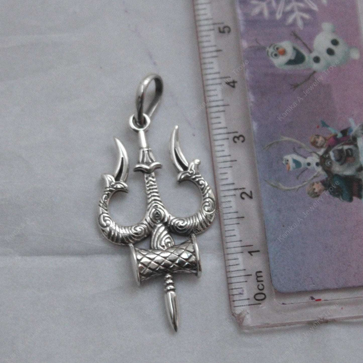Elegant Sterling Silver Trident Pendant Necklace - Mens Trishul Pendant