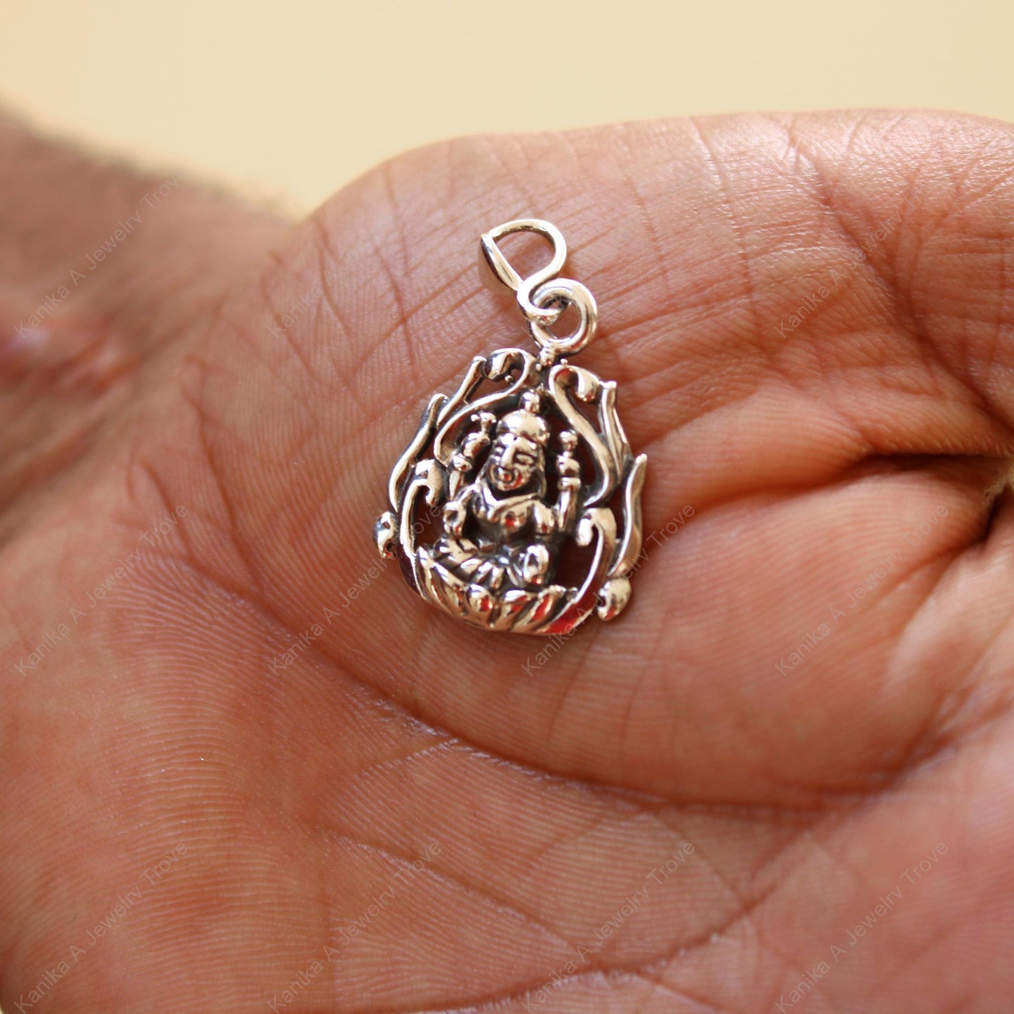 Sterling Silver Laxmi Mata Pendant Necklace - Tranquility & Elegance
