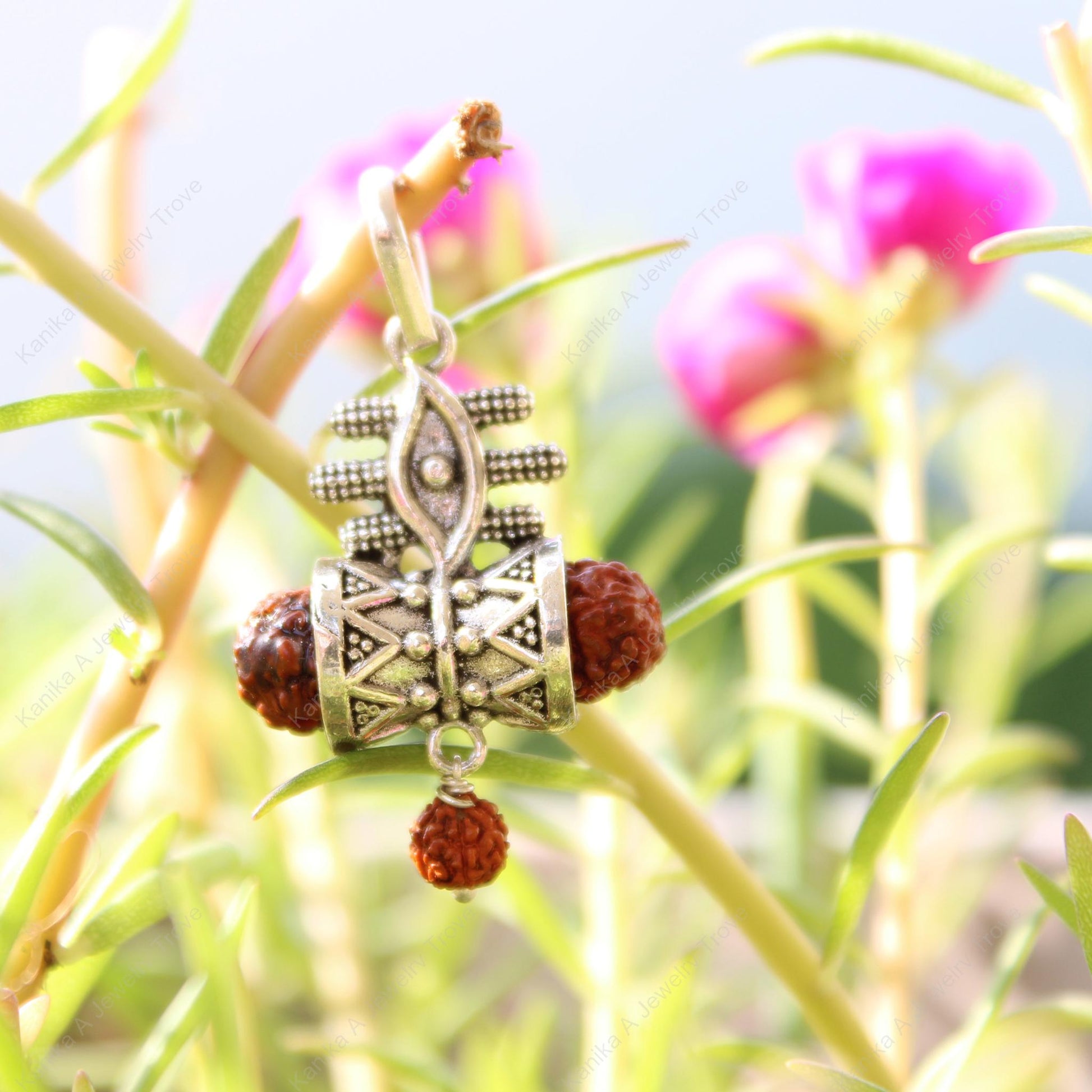 Rudraksha and silver pendant perfect for meditation