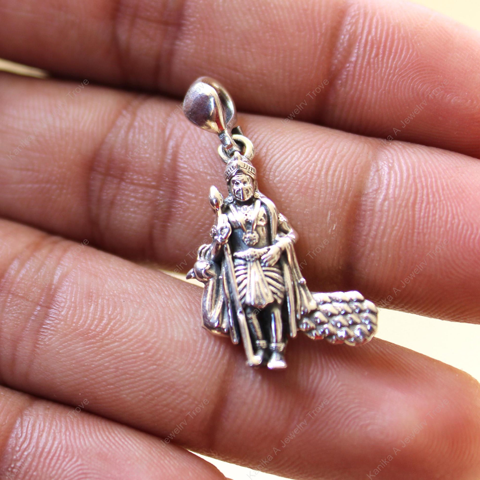 Spiritual sterling silver Murugan Bhagwan necklace