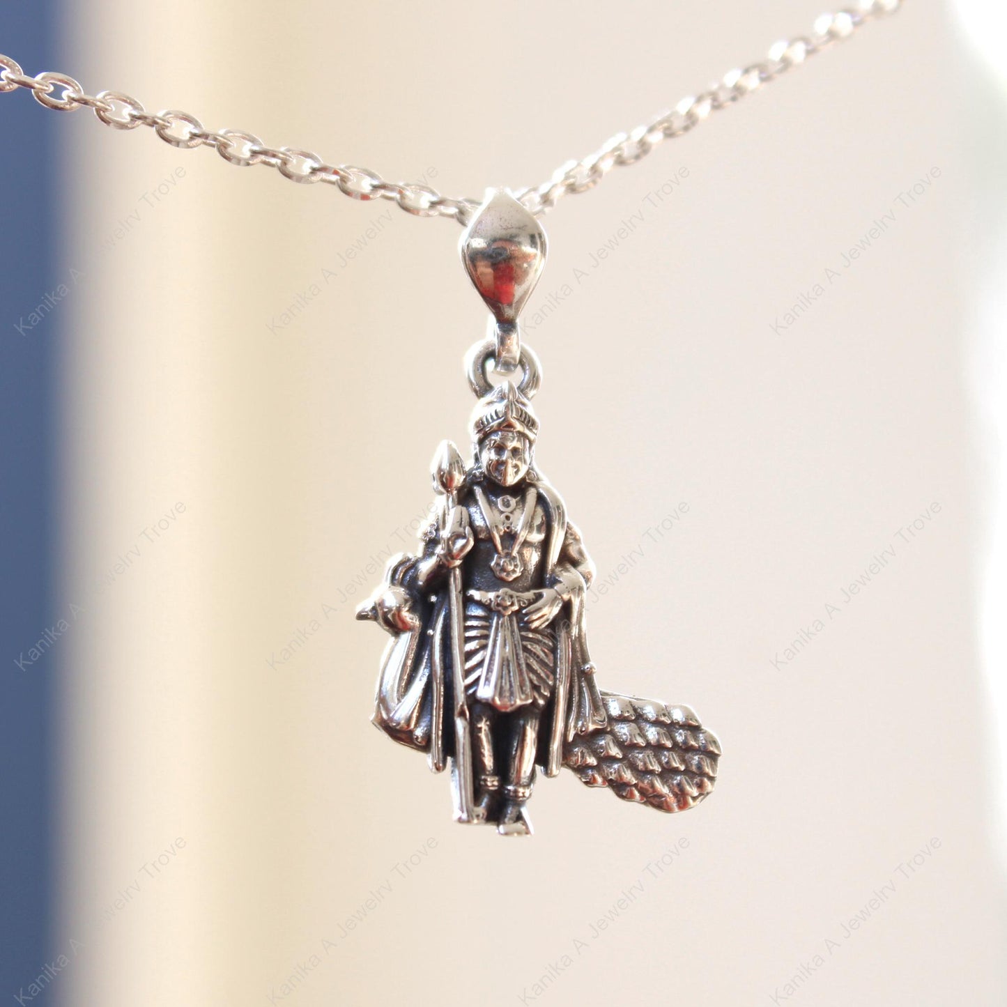 Elegant Murugan Bhagwan charm, silvernecklace gift