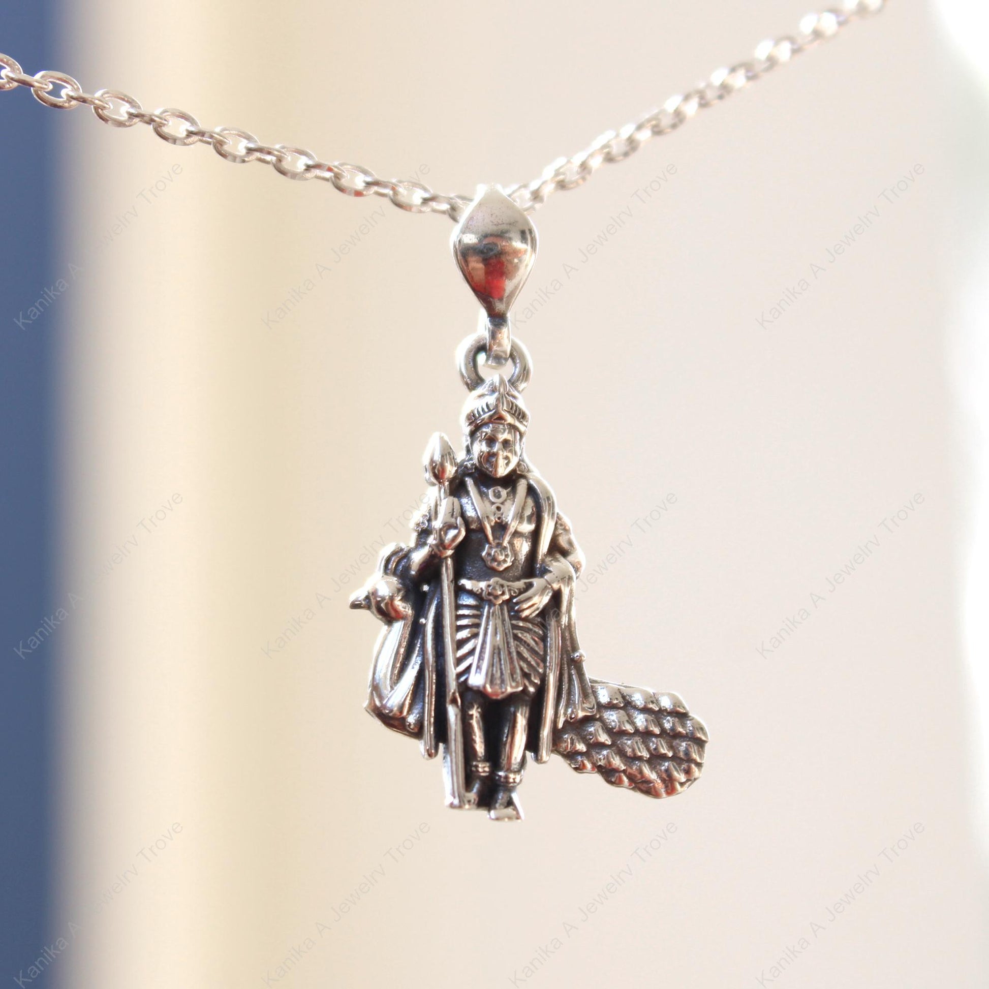 Elegant Murugan Bhagwan charm, silvernecklace gift