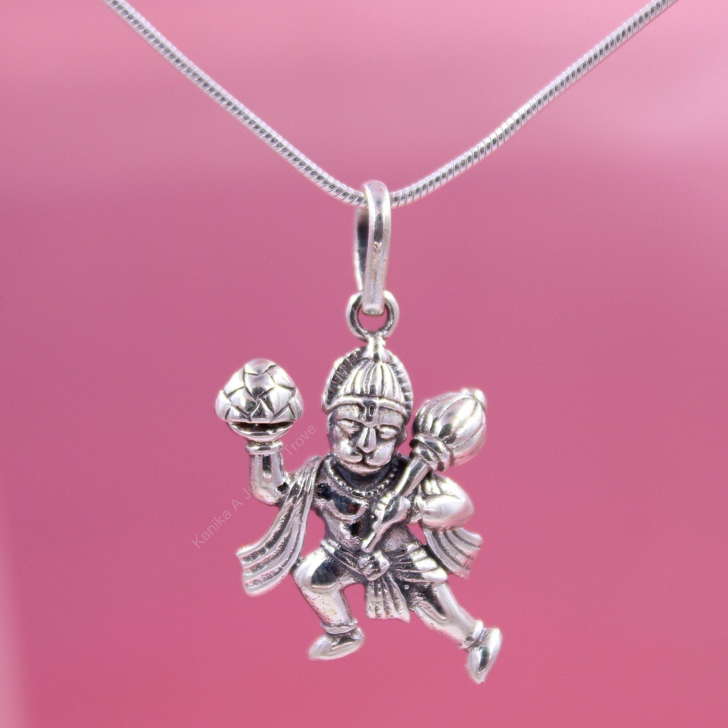 Sterling silver Hanuman pendant