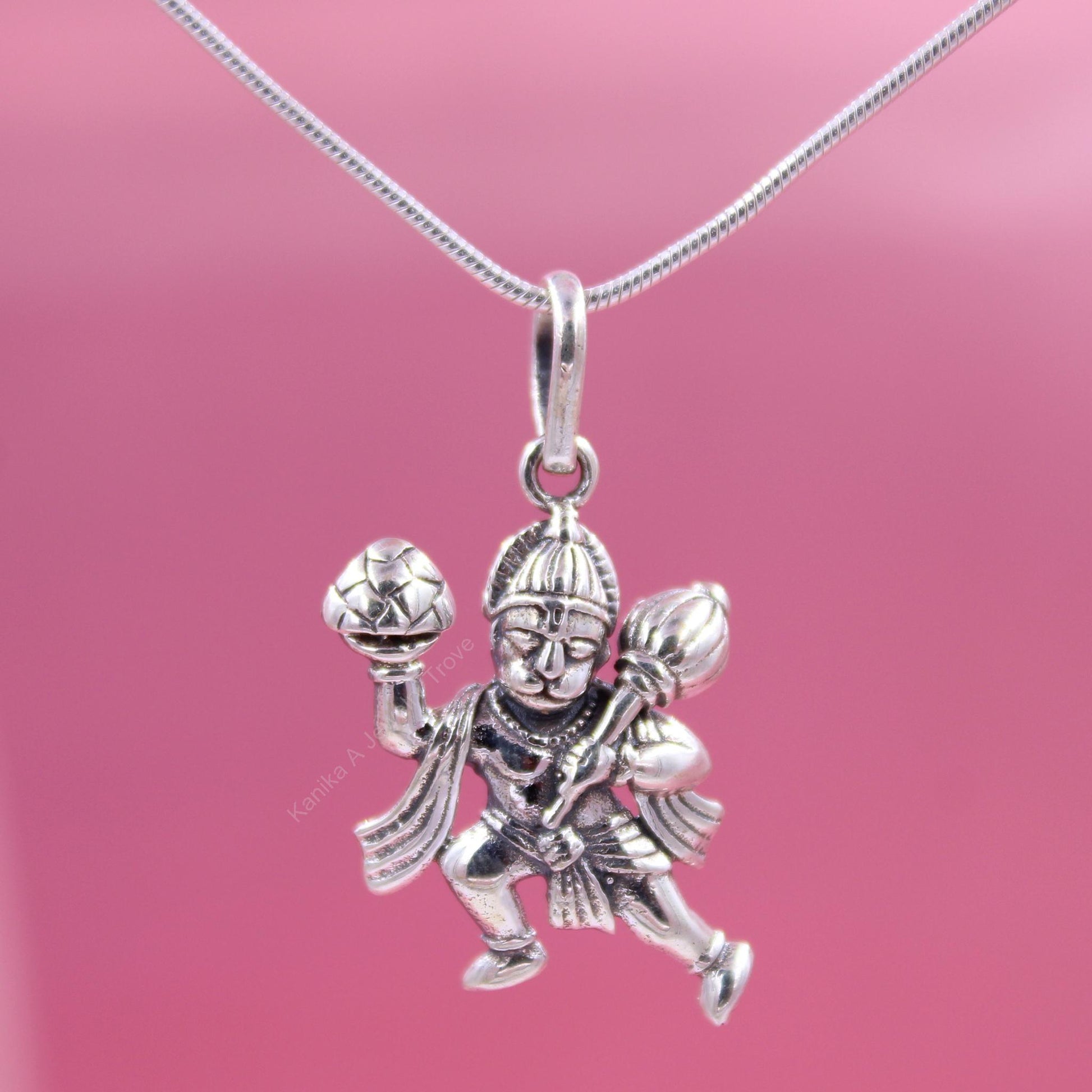 Sterling silver Hanuman pendant