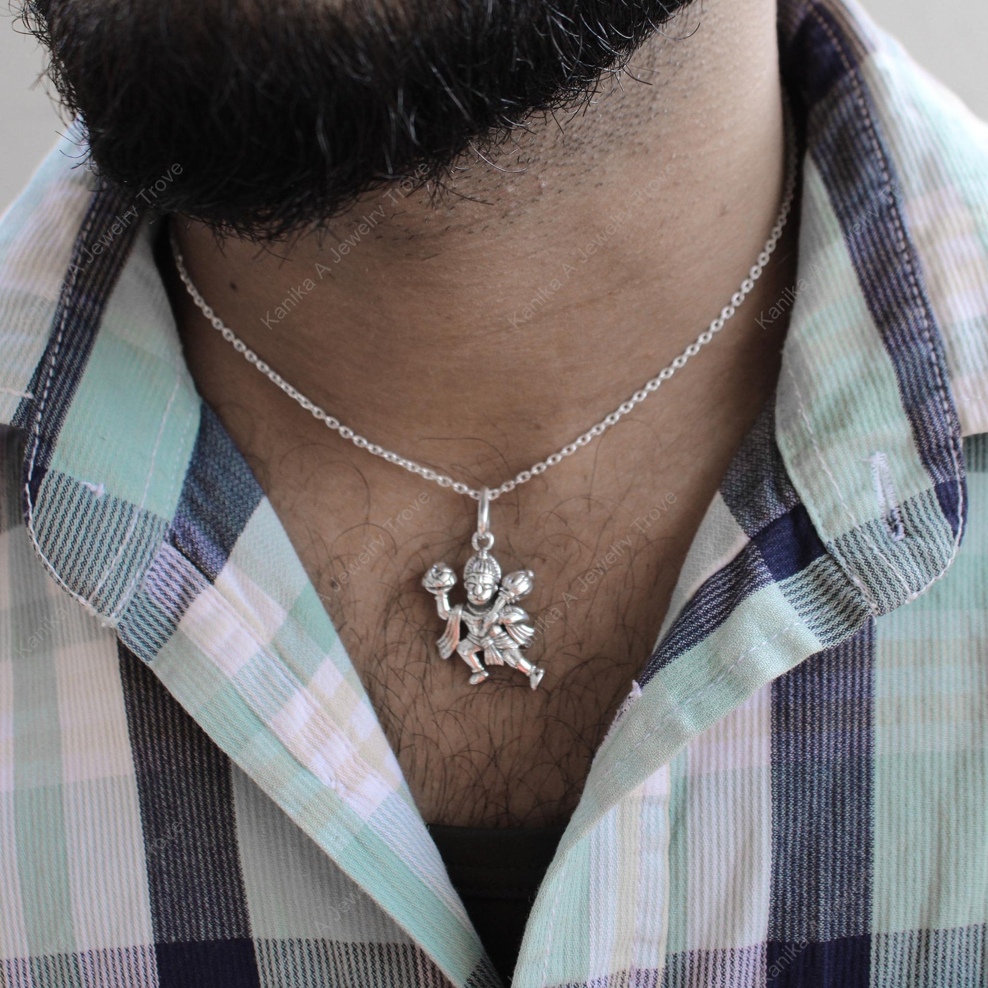 Intricate Hanuman necklace charm
