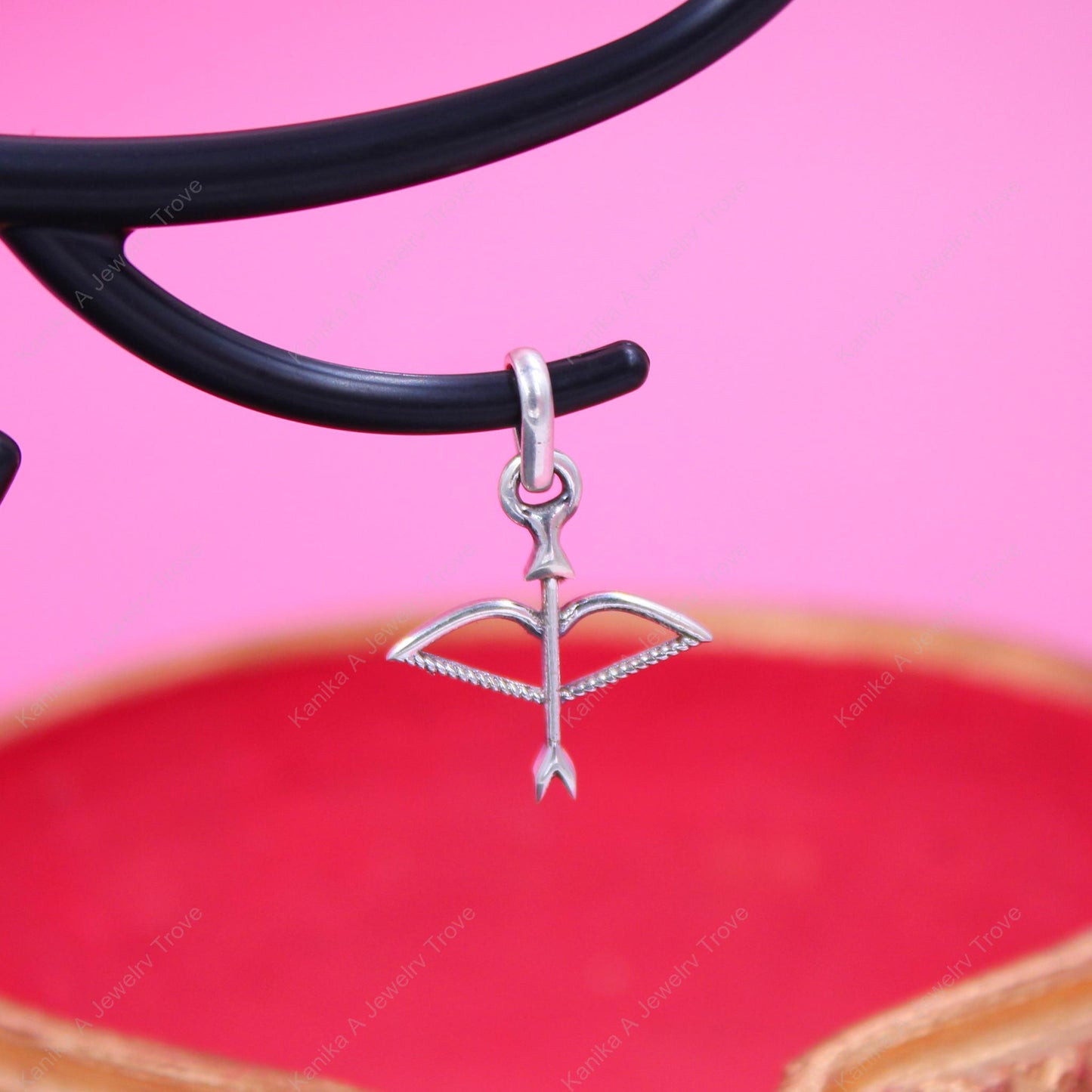 Minimalist bow and arrow necklace charm