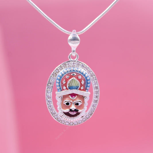 Sterling silver Indian deity pendant with colorful enamel