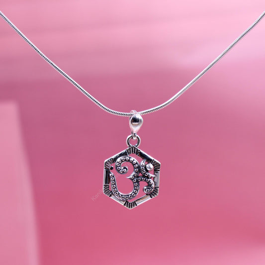 Sterling silver Om pendant necklace, spiritual jewelry
