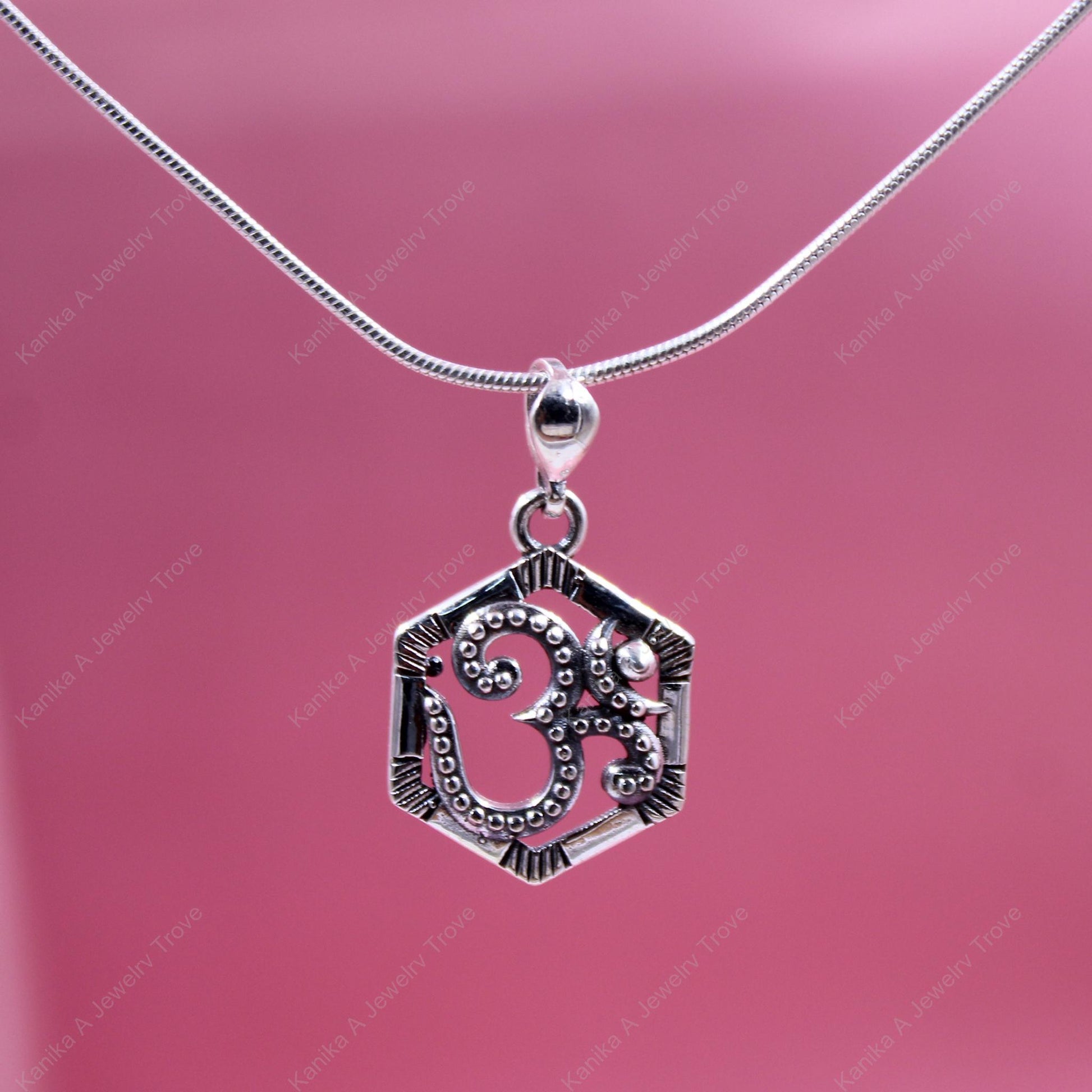 Elegant silver necklace with Om for mindfulness