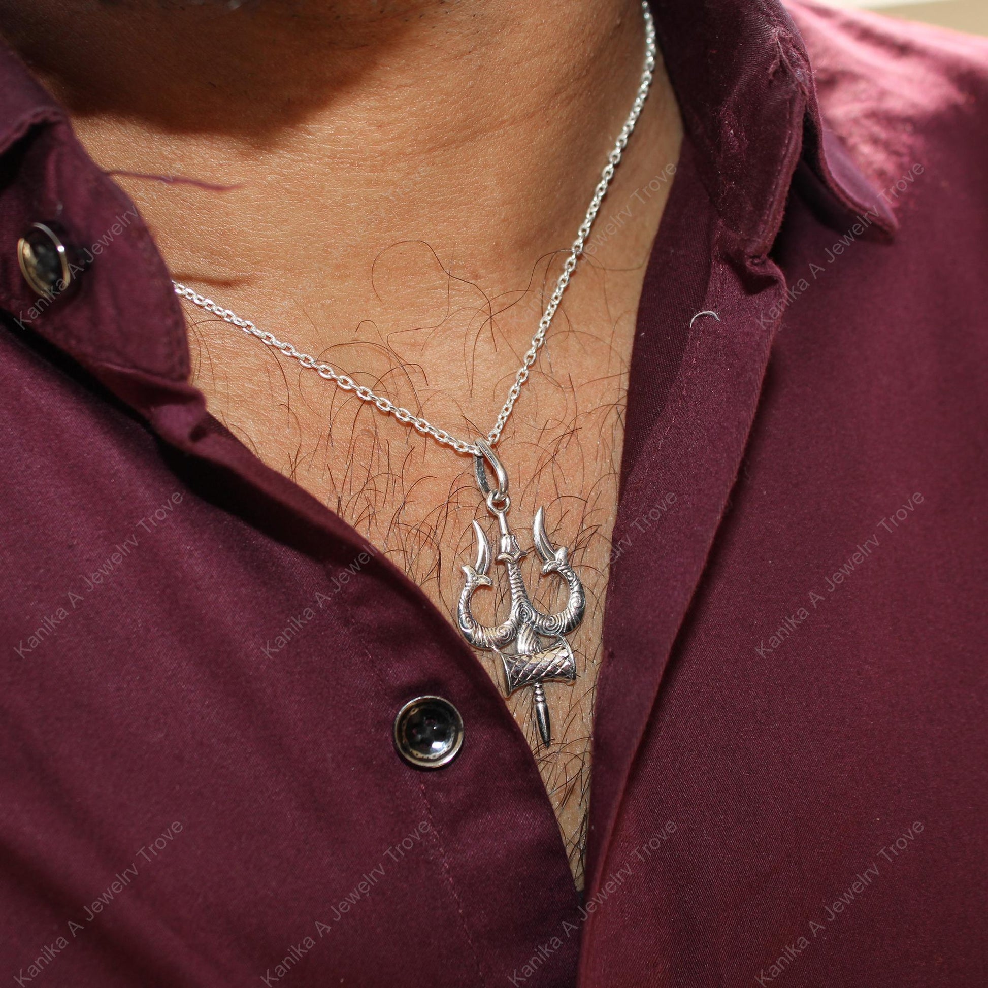 Intricate handcrafted Trishul necklace
