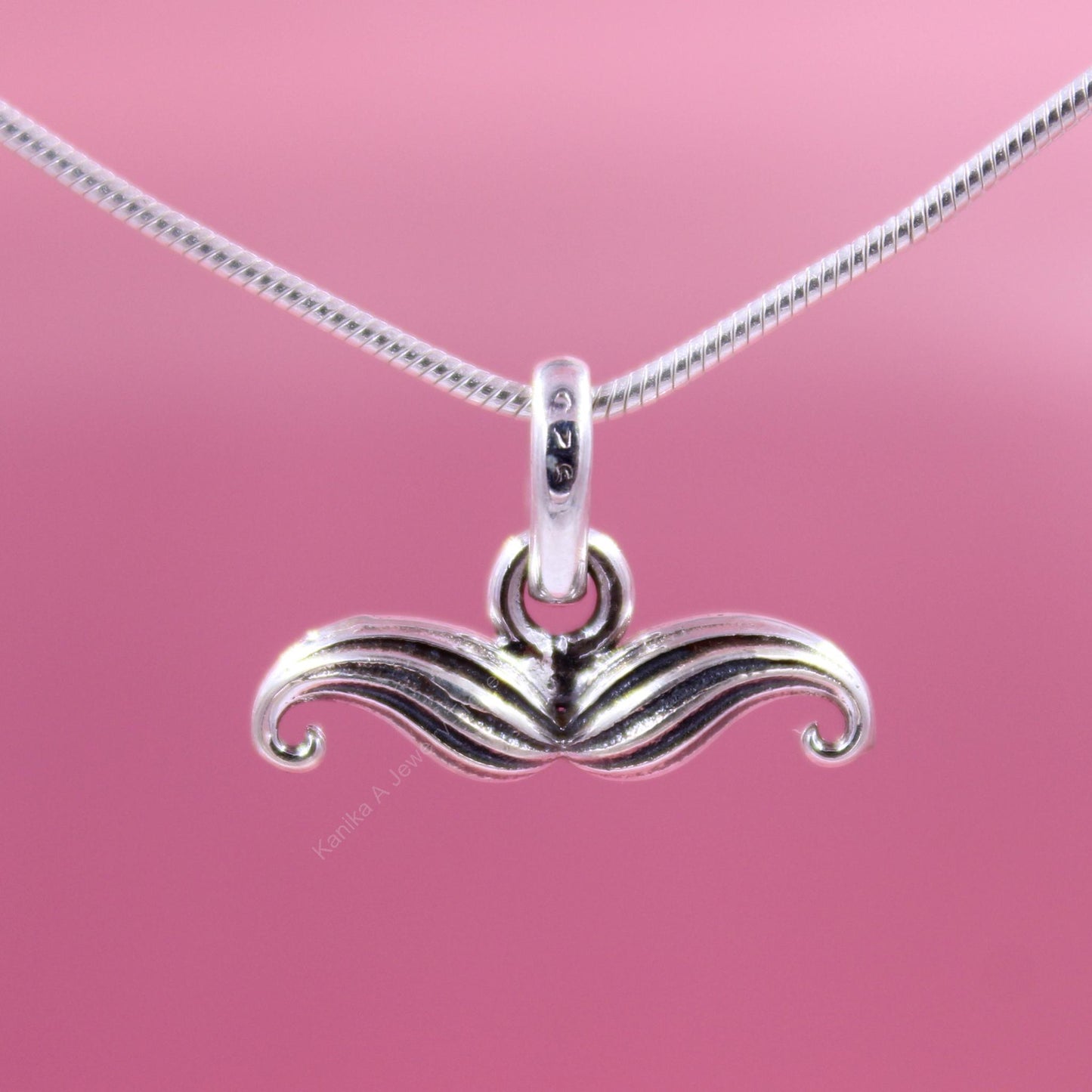 Mens Sterling Silver Moustache Pendant Necklace for Trendsetters