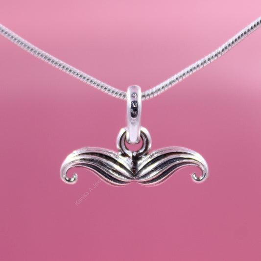 Mens Sterling Silver Moustache Pendant Necklace for Trendsetters