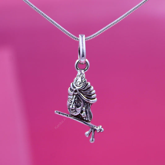 Sterling silver Krishna pendant with vibrant detailing