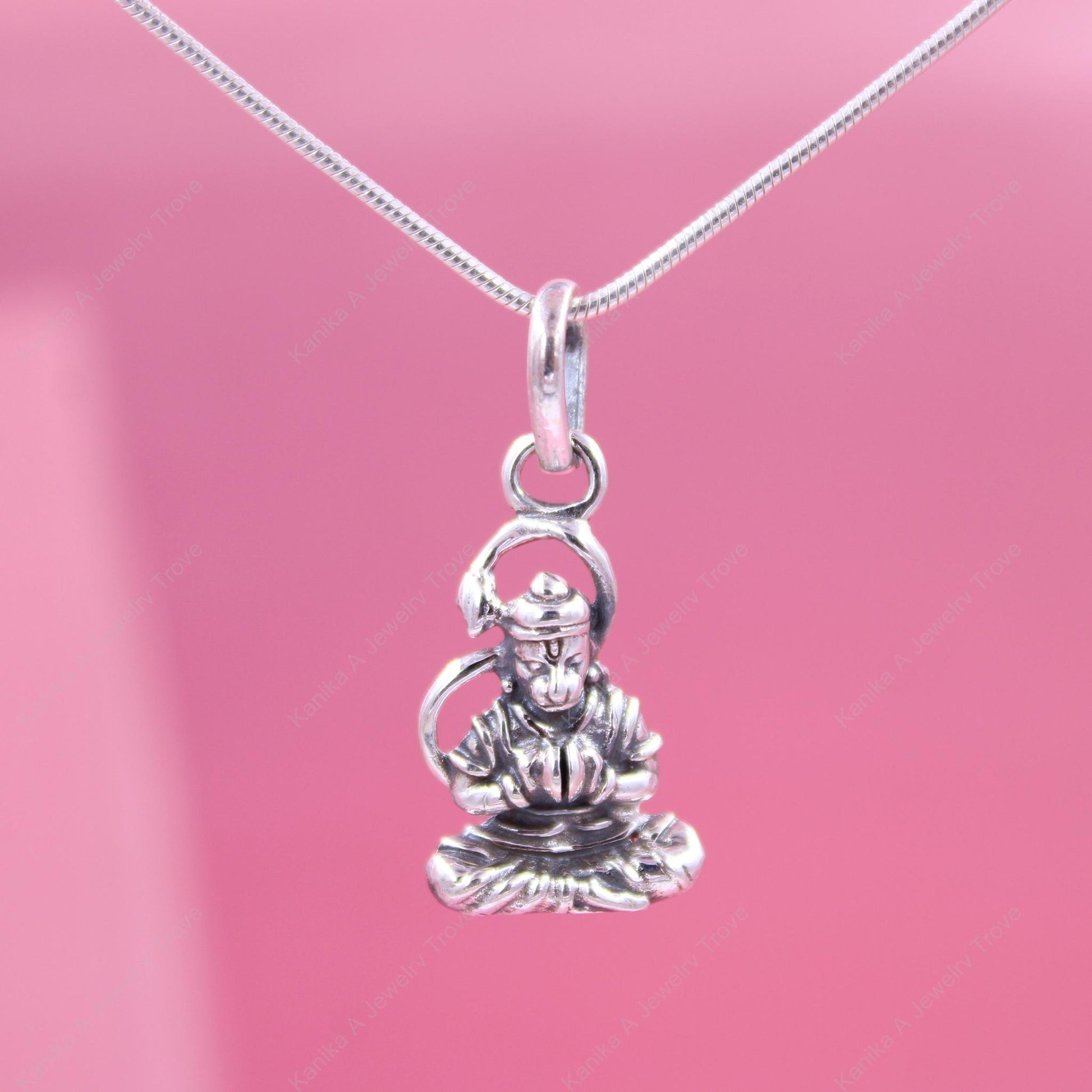 Intricate Hanuman idol pendant on a chain