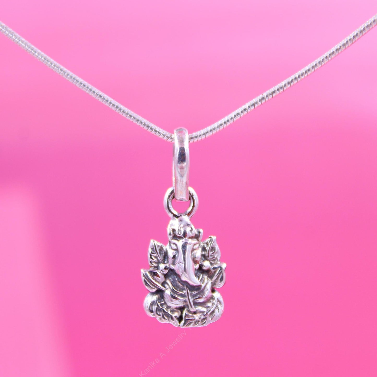 Sterling silver Lord Ganesha pendant with intricate details