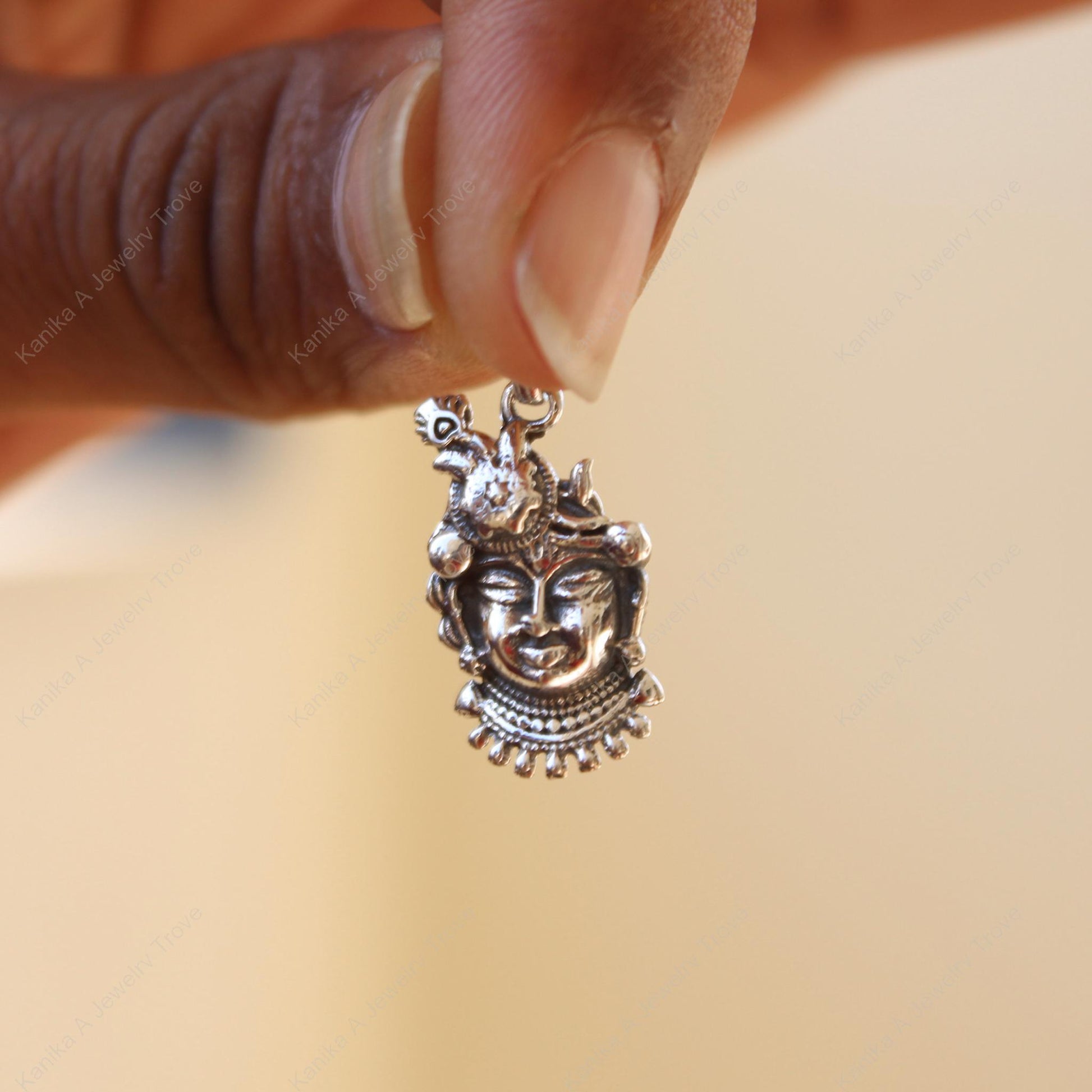 Handcrafted Indian sterling silver Shiva necklace charm