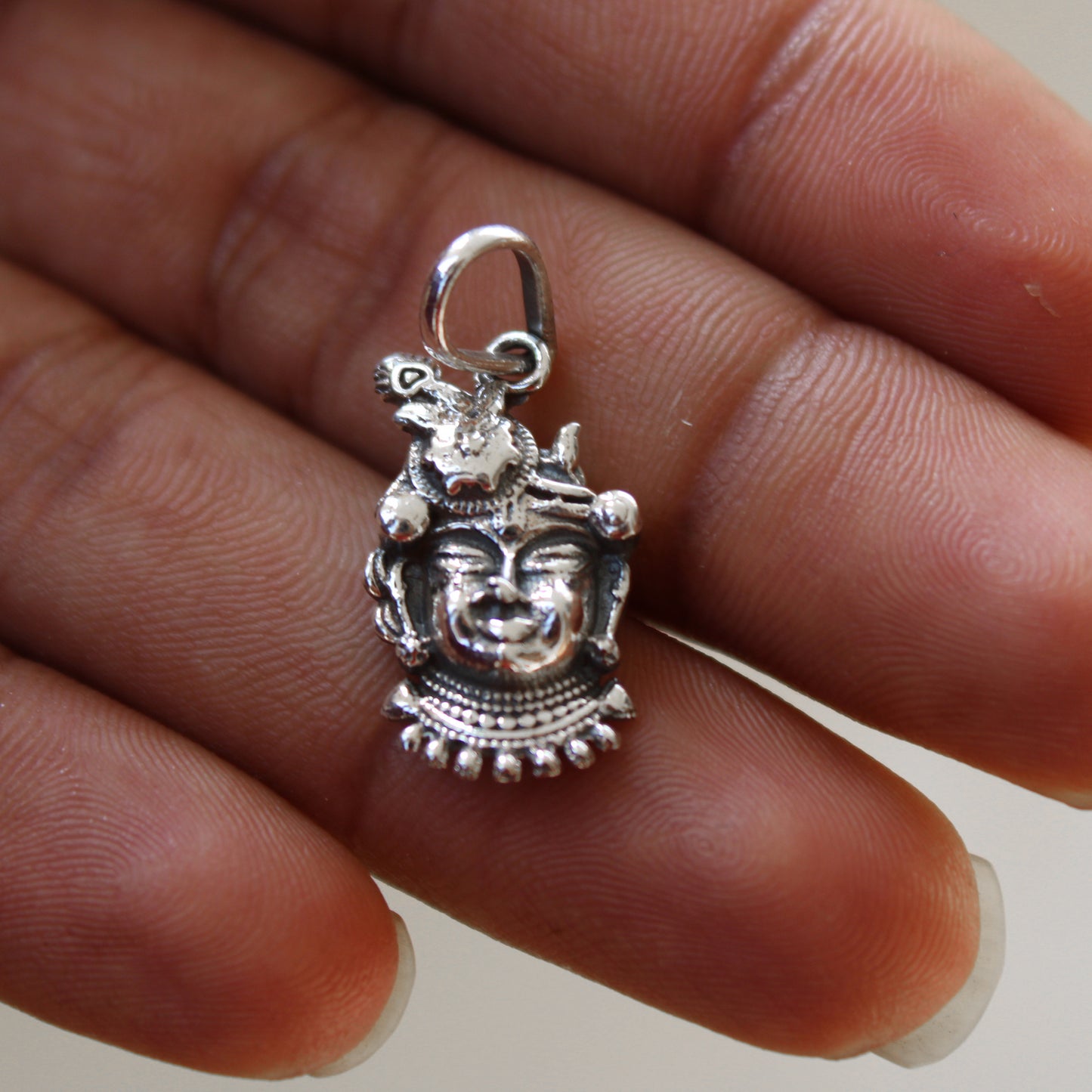 Handcrafted Sterling Silver Natwar Krishna Face Pendant | Oxidized Finish