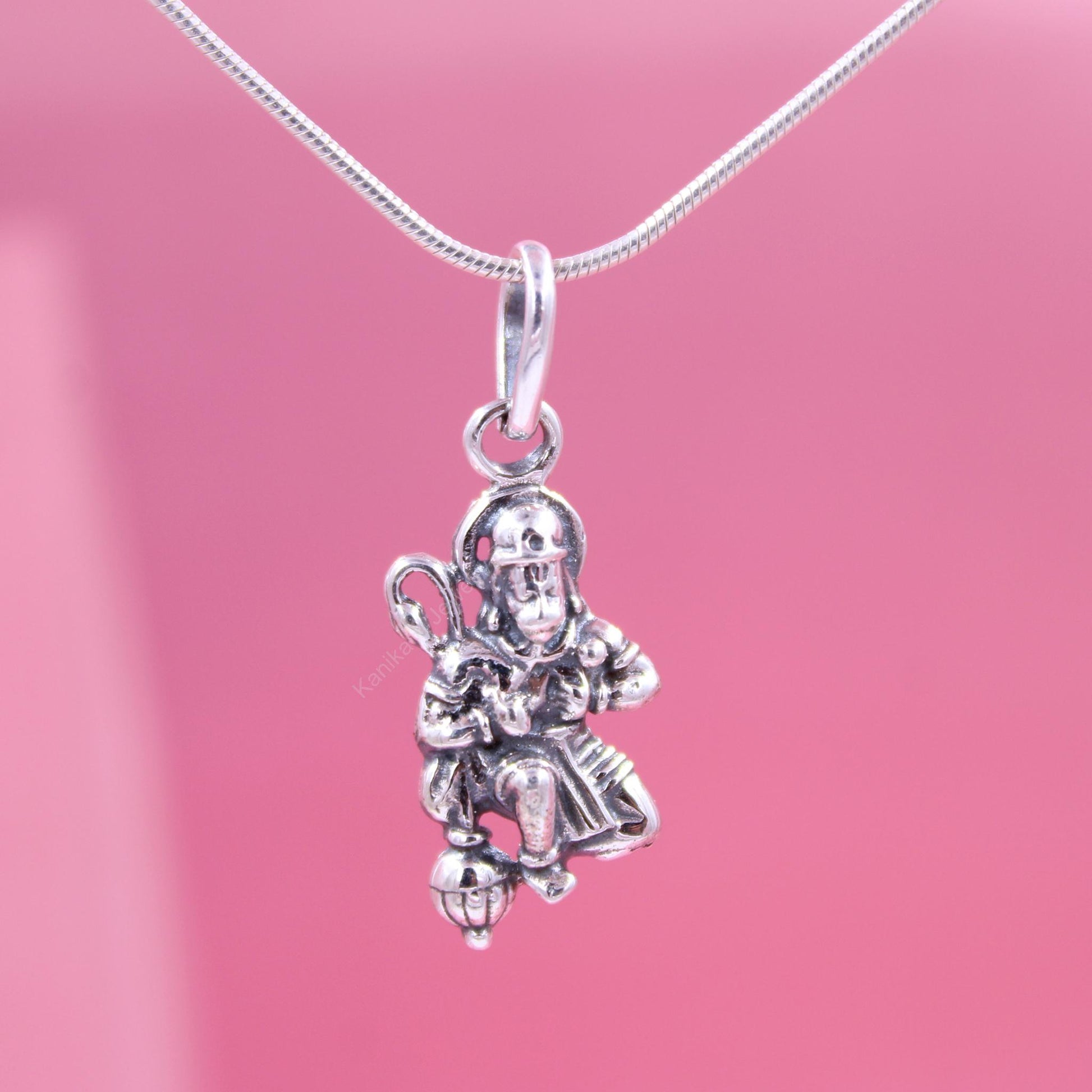 Silver Hanuman pendant for traditional wear
