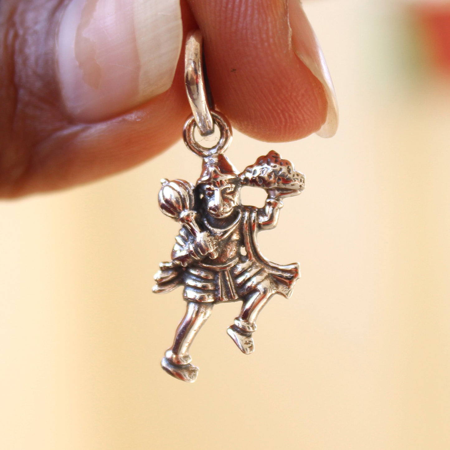 Sterling Silver Hanuman Pendant | Handcrafted Religious Jewelry Charm