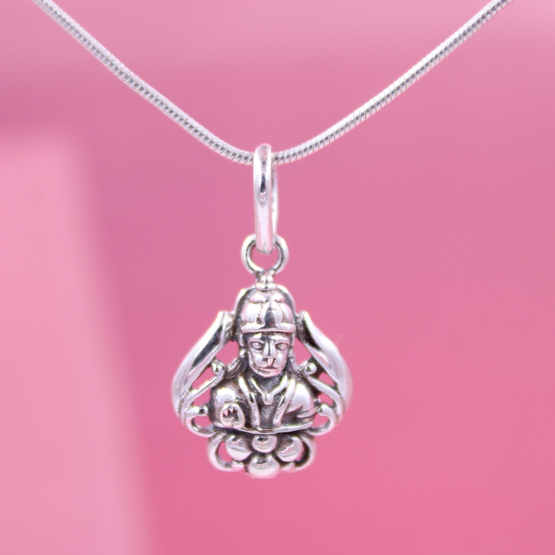 Sterling silver Indian deity pendant necklace