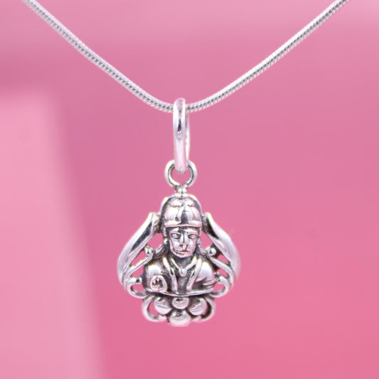 Sterling silver Indian deity pendant necklace