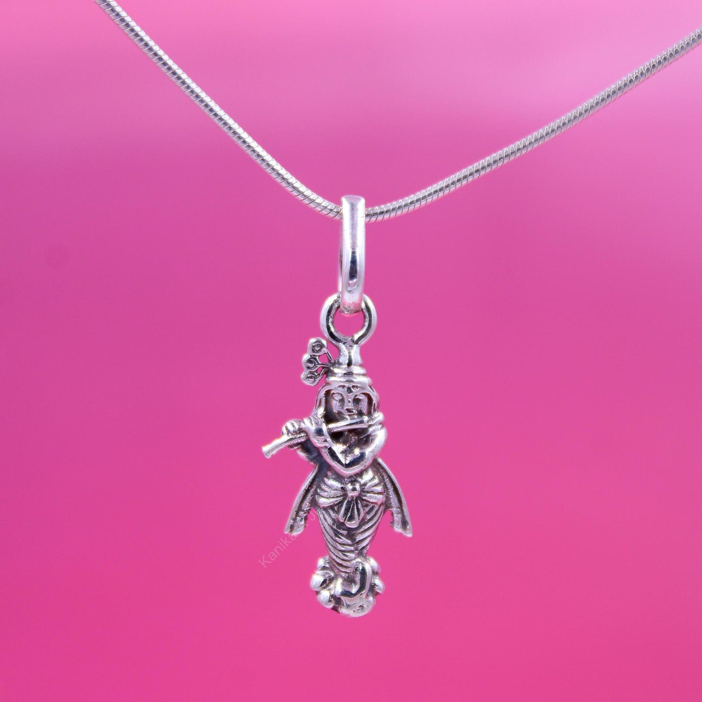 Elegant sterling silver Radha Krishna pendant