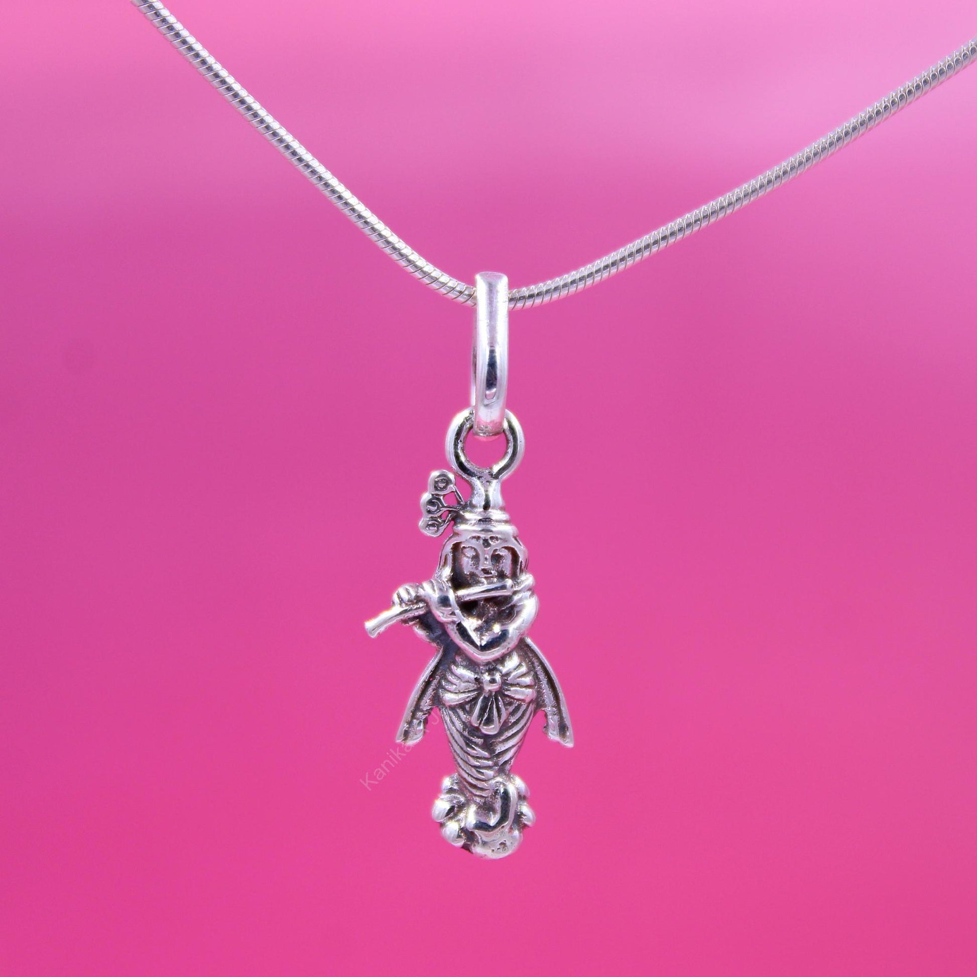 Elegant sterling silver Radha Krishna pendant
