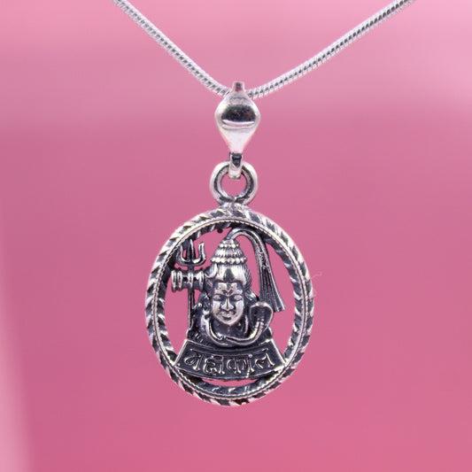 Sterling Silver Mahakal Pendant | Handcrafted Lord Shiva Trishul Charm Necklace | Spiritual Jewelry