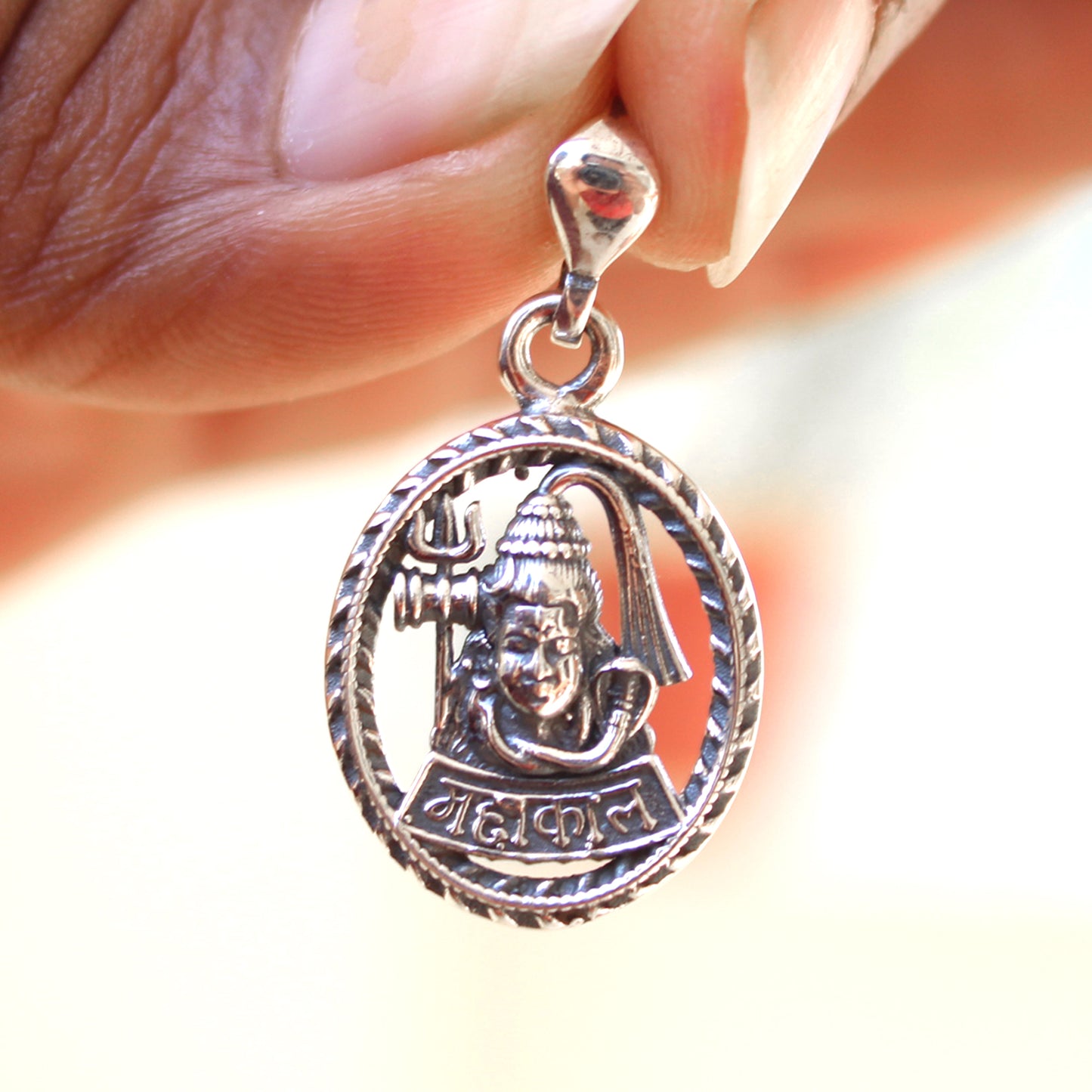Sterling Silver Mahakal Pendant | Handcrafted Lord Shiva Trishul Charm Necklace | Spiritual Jewelry
