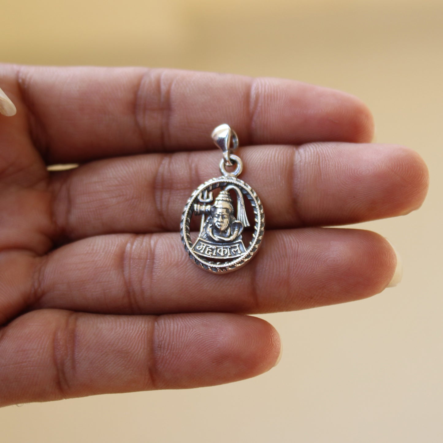 Sterling Silver Mahakal Pendant | Handcrafted Lord Shiva Trishul Charm Necklace | Spiritual Jewelry