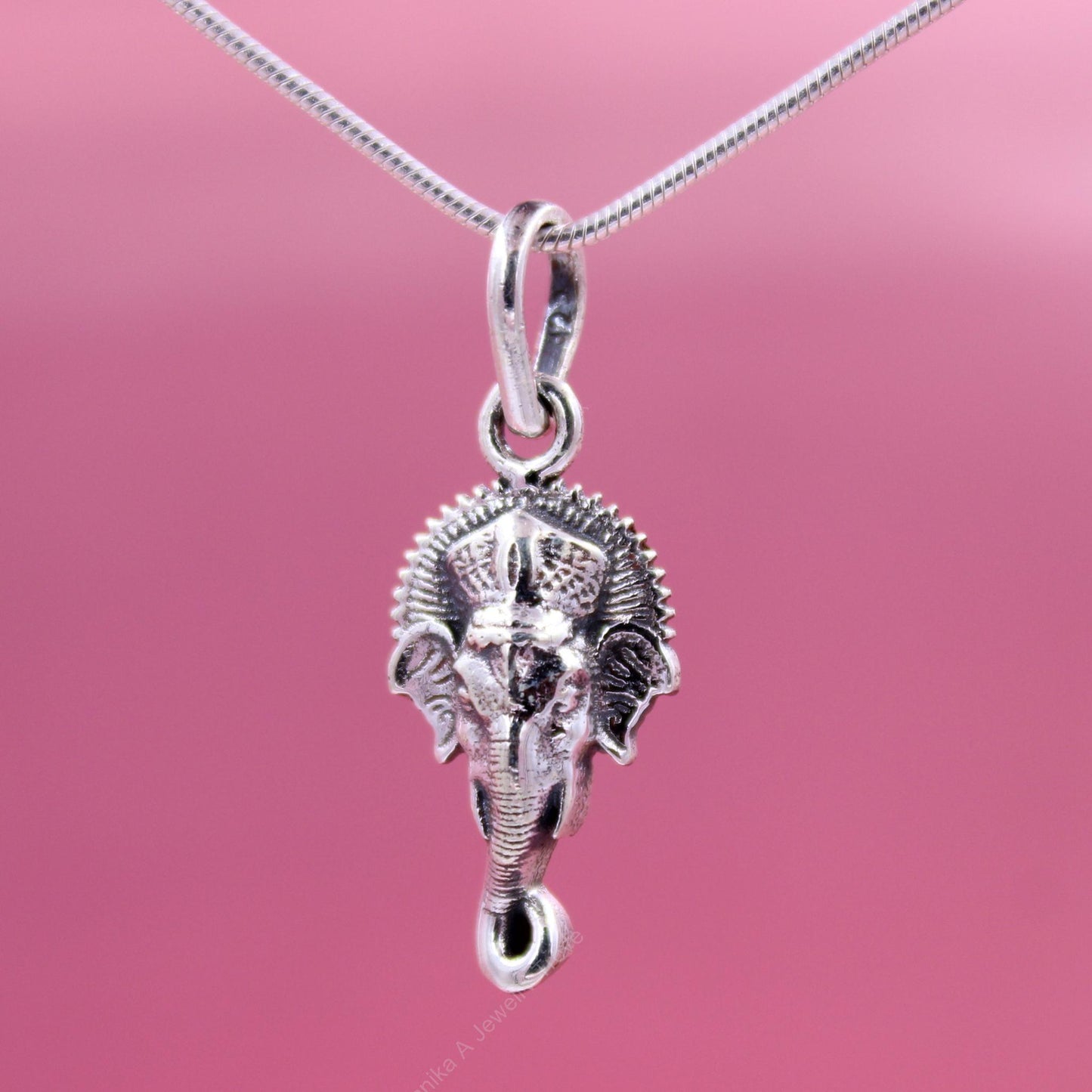 Silver Ganesh pendant necklace for festive wear